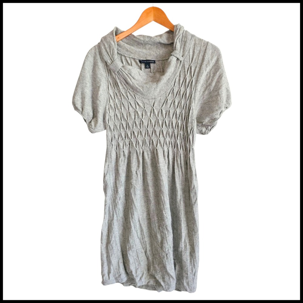 Banana Republic Wool Blend Dress Cowl Neck Short Sleeve Gray XL